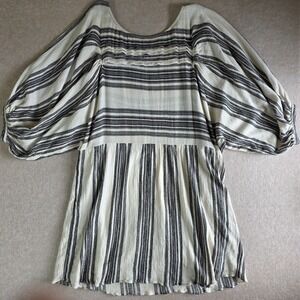 Free People Oversized Lily Dress Sz L Slouchy Balloon Sleeve Boho Coastal Beachy